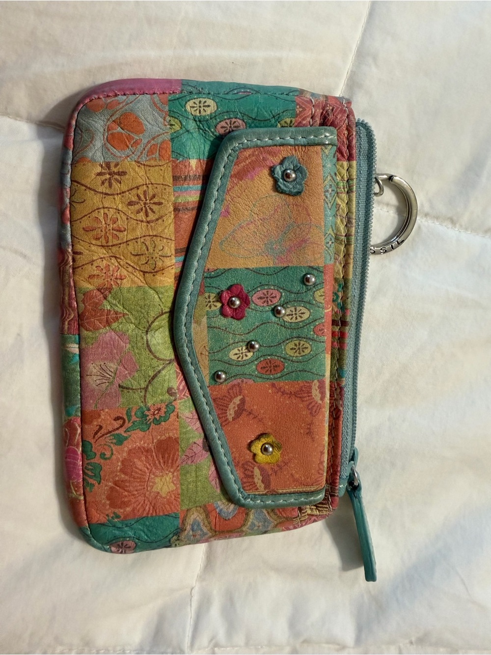 Fossil Multicolor Boho Y2K vintage Floral Patchwork Wristlet Wallet